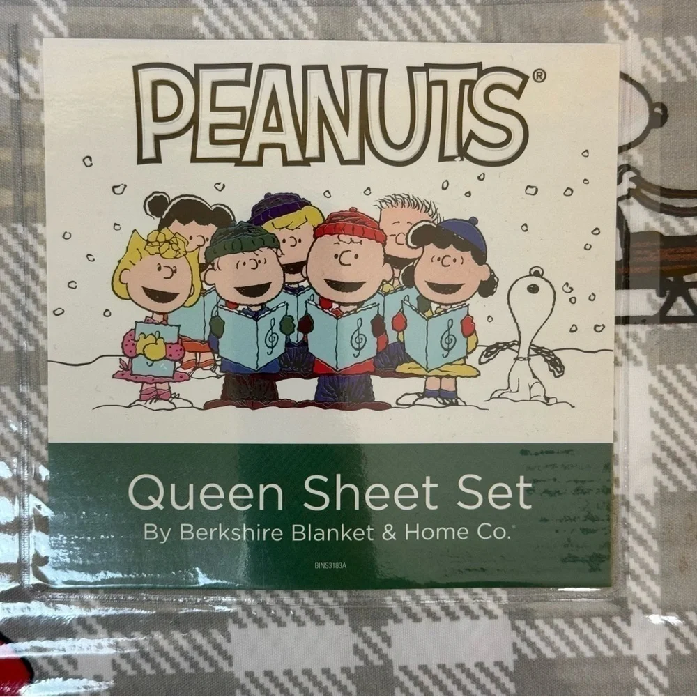 Berkshire Blanket & Home Co. Peanuts Christmas Print Sheet Set‎ Queen Size